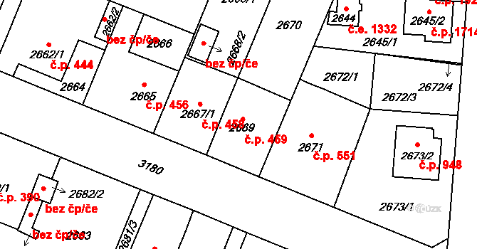 Bolevec 459, Plzeň na parcele st. 2669 v KÚ Bolevec, Katastrální mapa