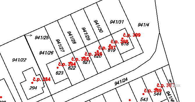 Hylváty 397, Ústí nad Orlicí na parcele st. 620 v KÚ Hylváty, Katastrální mapa