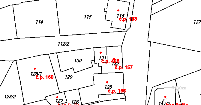 Šluknov 485 na parcele st. 131 v KÚ Šluknov, Katastrální mapa