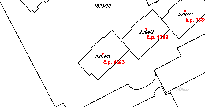 Uničov 1383 na parcele st. 2394/3 v KÚ Uničov, Katastrální mapa
