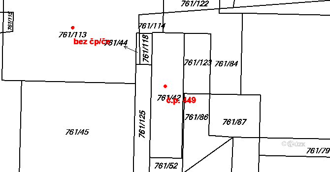 Sedlec 449, Kutná Hora na parcele st. 761/42 v KÚ Sedlec u Kutné Hory, Katastrální mapa