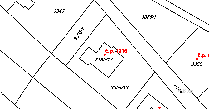 Rychvald 1915 na parcele st. 3395/17 v KÚ Rychvald, Katastrální mapa