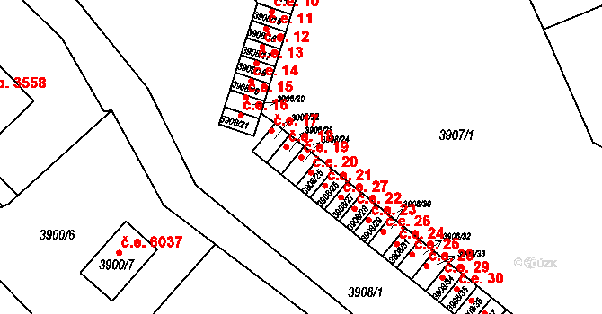 Znojmo 19 na parcele st. 3908/24 v KÚ Znojmo-město, Katastrální mapa