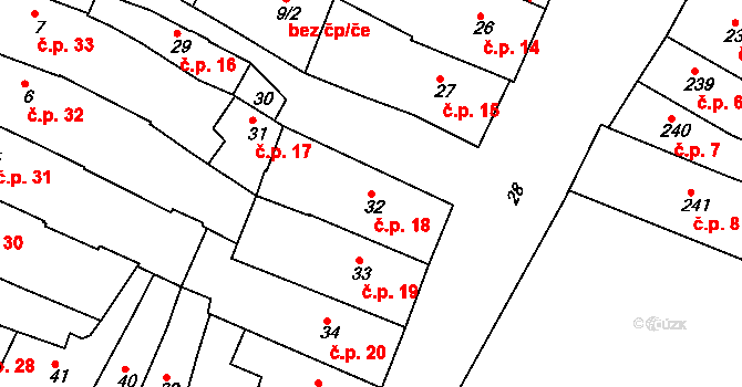 Jemnice 18 na parcele st. 32 v KÚ Jemnice, Katastrální mapa