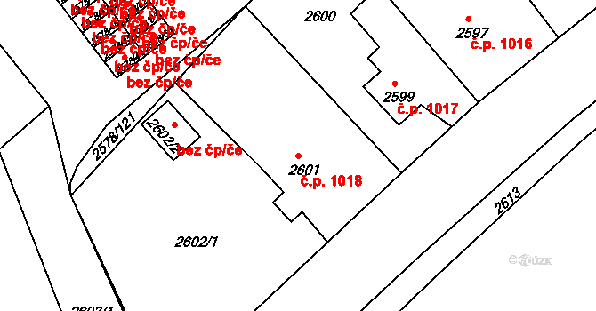Bruntál 1018 na parcele st. 2601 v KÚ Bruntál-město, Katastrální mapa
