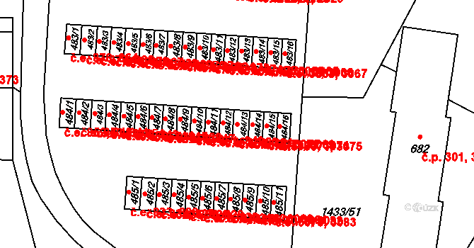 Příluky 3068,3072, Zlín na parcele st. 484/13 v KÚ Příluky u Zlína, Katastrální mapa