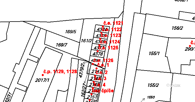 Kyjov 1125 na parcele st. 4378 v KÚ Kyjov, Katastrální mapa