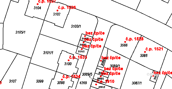 Teplice 39154840 na parcele st. 3103/2 v KÚ Teplice, Katastrální mapa