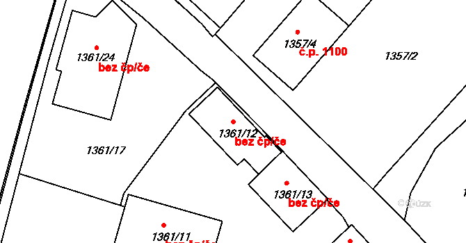 Pelhřimov 39270840 na parcele st. 1361/12 v KÚ Pelhřimov, Katastrální mapa