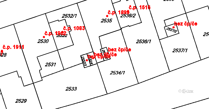 Praha 40449840 na parcele st. 2534/2 v KÚ Libeň, Katastrální mapa