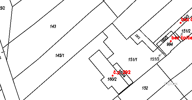 Křižanov 40704840 na parcele st. 162/2 v KÚ Křižanov, Katastrální mapa