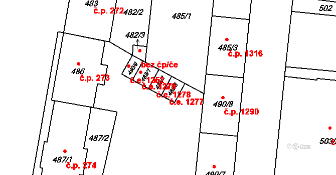Český Těšín 1277 na parcele st. 488/3 v KÚ Český Těšín, Katastrální mapa