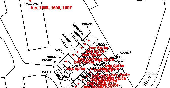 Turnov 42133840 na parcele st. 1986/229 v KÚ Turnov, Katastrální mapa