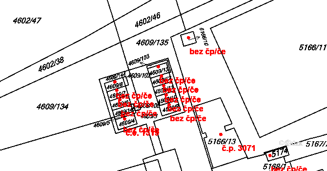Brno 45582840 na parcele st. 4609/11 v KÚ Královo Pole, Katastrální mapa