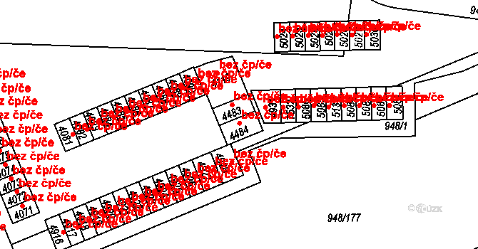 Třebíč 48915840 na parcele st. 4484 v KÚ Třebíč, Katastrální mapa