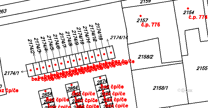 Krnov 50042840 na parcele st. 2174/13 v KÚ Opavské Předměstí, Katastrální mapa