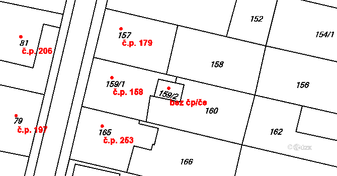 Zruč nad Sázavou 50169840 na parcele st. 159/2 v KÚ Zruč nad Sázavou, Katastrální mapa