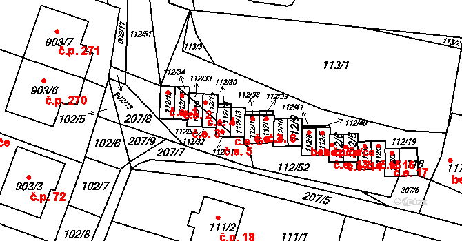 Vícemilice 5, Bučovice na parcele st. 112/14 v KÚ Vícemilice, Katastrální mapa