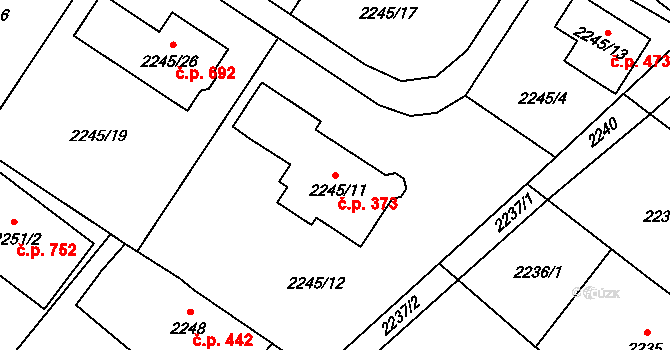 Rapotín 373 na parcele st. 2245/11 v KÚ Rapotín, Katastrální mapa