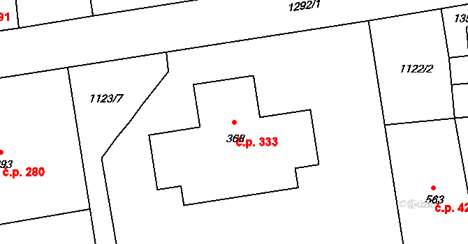 Kaznějov 333 na parcele st. 368 v KÚ Kaznějov, Katastrální mapa