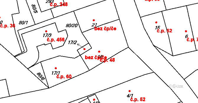 Úhonice 48 na parcele st. 16 v KÚ Úhonice, Katastrální mapa