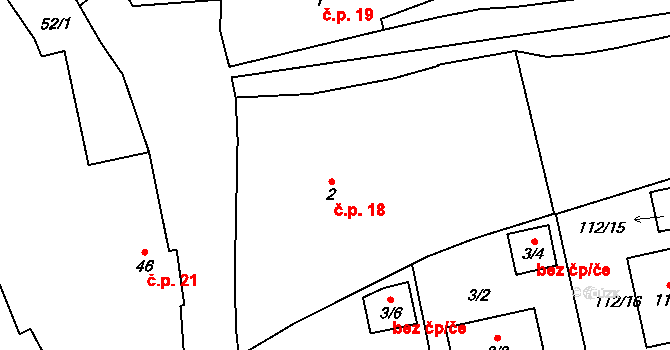 Chrastavice 18 na parcele st. 2 v KÚ Chrastavice, Katastrální mapa