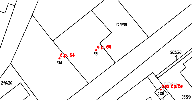 Kvasetice 68, Plánice na parcele st. 68 v KÚ Kvasetice, Katastrální mapa
