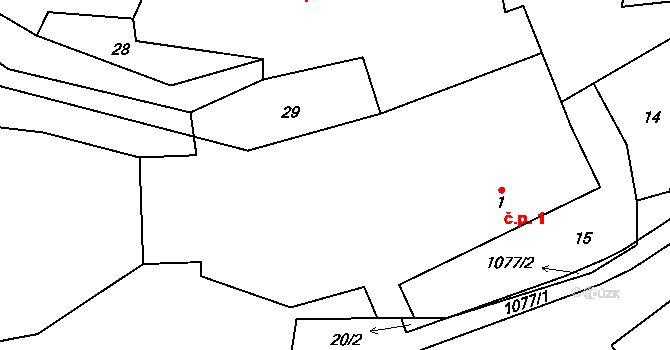 Křečov 1, Štichovice na parcele st. 1 v KÚ Křečov, Katastrální mapa