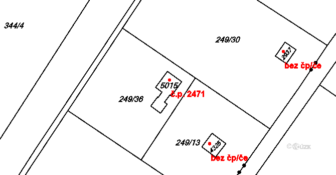 Rožnov pod Radhoštěm 2471 na parcele st. 5015 v KÚ Rožnov pod Radhoštěm, Katastrální mapa