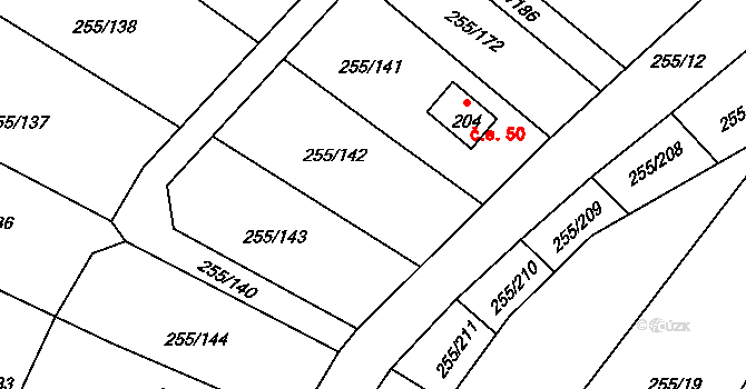 Kramolín 51 na parcele st. 205 v KÚ Kramolín, Katastrální mapa