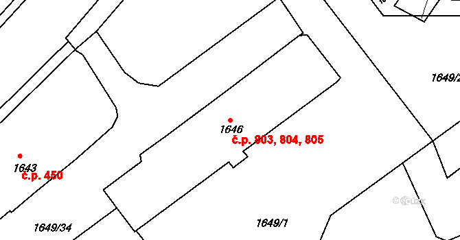 Štramberk 803,804,805 na parcele st. 1646 v KÚ Štramberk, Katastrální mapa