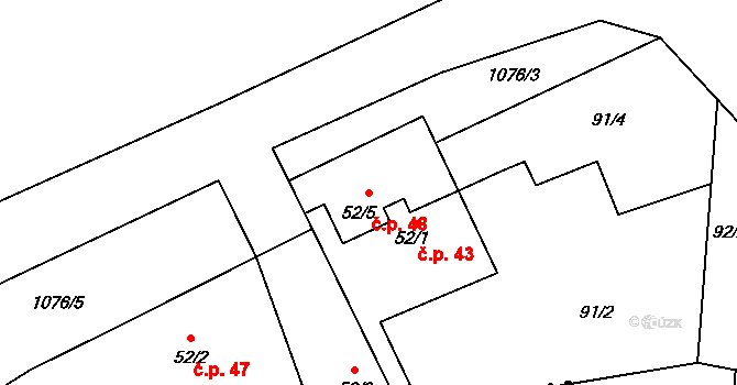 Trnobrany 48, Liběšice na parcele st. 52/5 v KÚ Trnobrany, Katastrální mapa