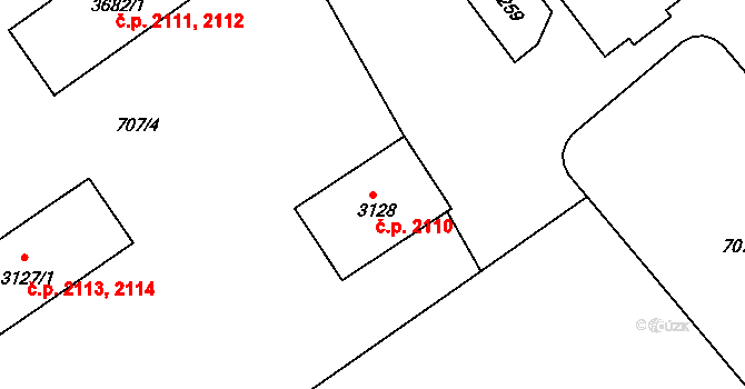 Rakovník II 2110, Rakovník na parcele st. 3128 v KÚ Rakovník, Katastrální mapa