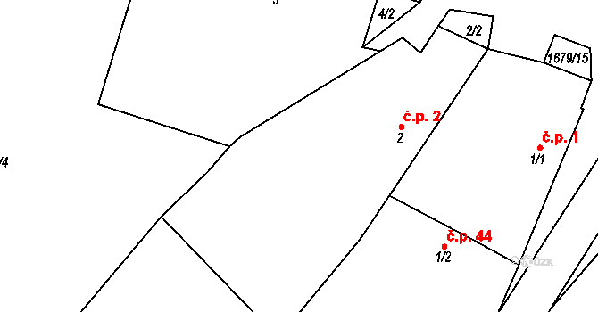 Stranná 2, Žirovnice na parcele st. 2 v KÚ Stranná u Žirovnice, Katastrální mapa