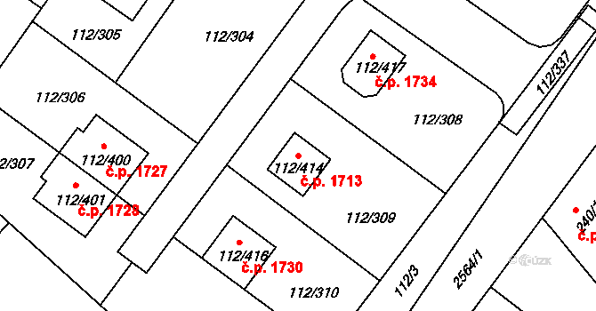 Stará Boleslav 1713, Brandýs nad Labem-Stará Boleslav na parcele st. 112/414 v KÚ Stará Boleslav, Katastrální mapa