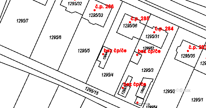 Starovičky 93170840 na parcele st. 1295/49 v KÚ Starovičky, Katastrální mapa