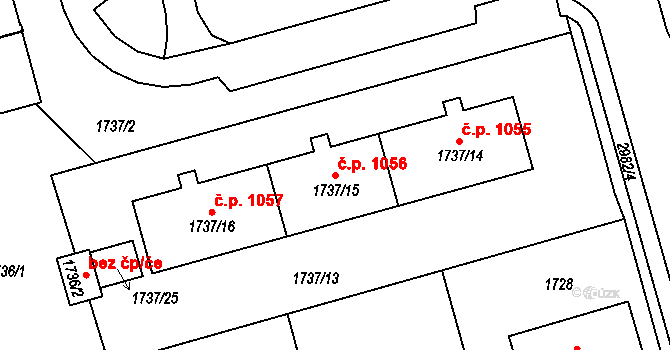 Rychnov nad Kněžnou 1056 na parcele st. 1737/15 v KÚ Rychnov nad Kněžnou, Katastrální mapa