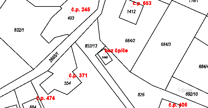 Nýdek 102923841 na parcele st. 1440 v KÚ Nýdek, Katastrální mapa
