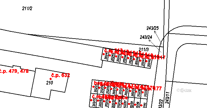 Plumlov 213 na parcele st. 202/41 v KÚ Plumlov, Katastrální mapa