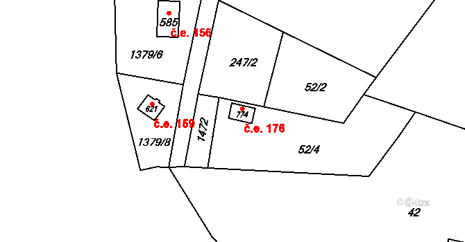 Vranov nad Dyjí 176 na parcele st. 774 v KÚ Vranov nad Dyjí, Katastrální mapa