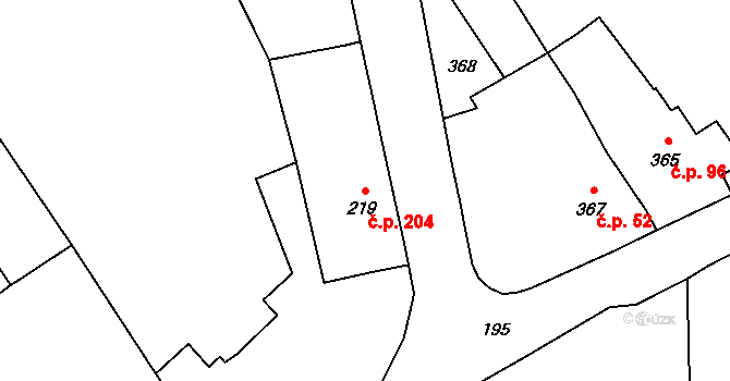 Přerov VII-Čekyně 204, Přerov na parcele st. 219 v KÚ Čekyně, Katastrální mapa