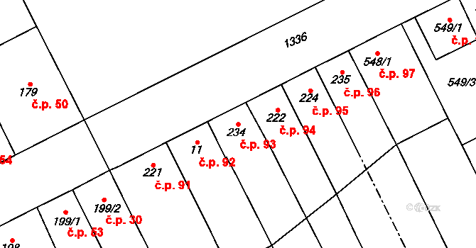 Přerov VIII-Henčlov 93, Přerov na parcele st. 234 v KÚ Henčlov, Katastrální mapa