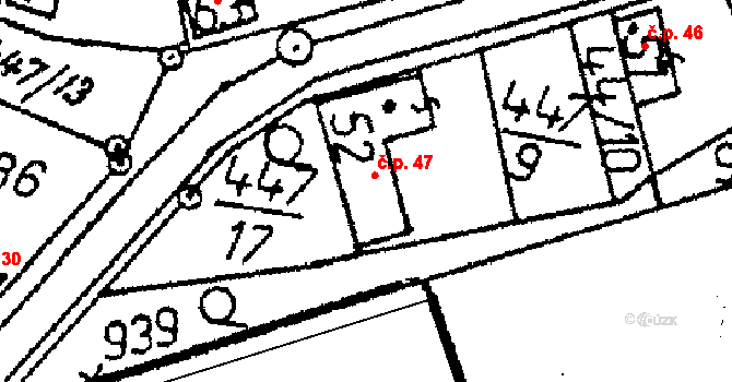 Kozohlody 47, Vlkaneč na parcele st. 52 v KÚ Kozohlody, Katastrální mapa