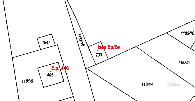 Bílovice 117582841 na parcele st. 733 v KÚ Bílovice u Uherského Hradiště, Katastrální mapa