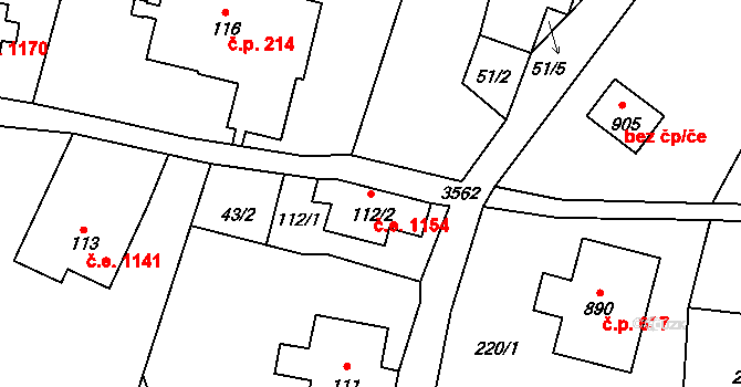 Příchovice 1154, Kořenov na parcele st. 112/2 v KÚ Příchovice u Kořenova, Katastrální mapa