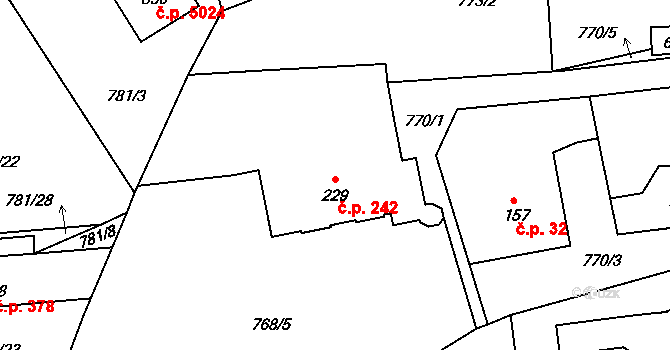 Kokonín 242, Jablonec nad Nisou na parcele st. 229 v KÚ Kokonín, Katastrální mapa