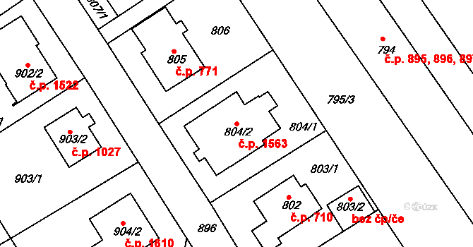 Roztoky 1563 na parcele st. 804/2 v KÚ Roztoky u Prahy, Katastrální mapa