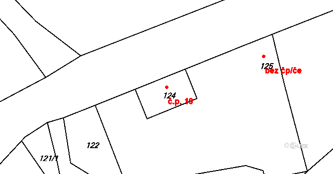 Heřmanice 19, Žandov na parcele st. 124 v KÚ Heřmanice u Žandova, Katastrální mapa
