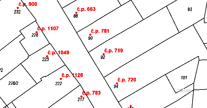 Mistřín 719, Svatobořice-Mistřín na parcele st. 92 v KÚ Mistřín, Katastrální mapa