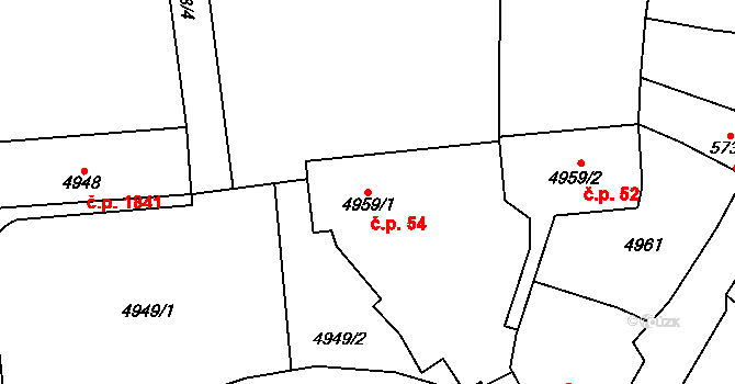 Kladno 54 na parcele st. 4959/1 v KÚ Kladno, Katastrální mapa